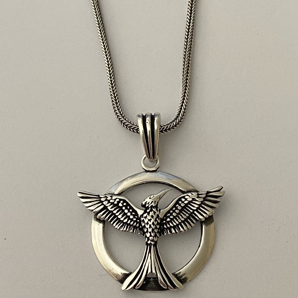925 silver 23.5” eagle necklace with thick chain Unisex